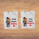 Set 2 Tricouri , Cuplu, Bumbac, Alb, TUV006 - imagine 3