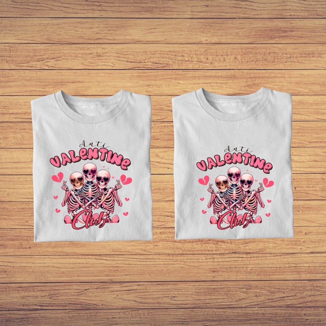 TUV007.. Set 2 Tricouri , Cuplu, Bumbac, Alb, TUV007 - imagine 3