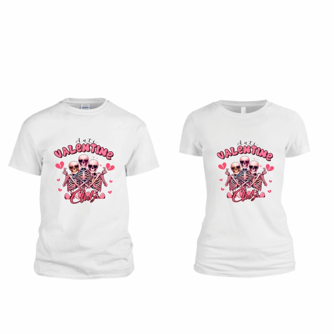 TUV007 Set 2 Tricouri , Cuplu, Bumbac, Alb, TUV007 - imagine 1