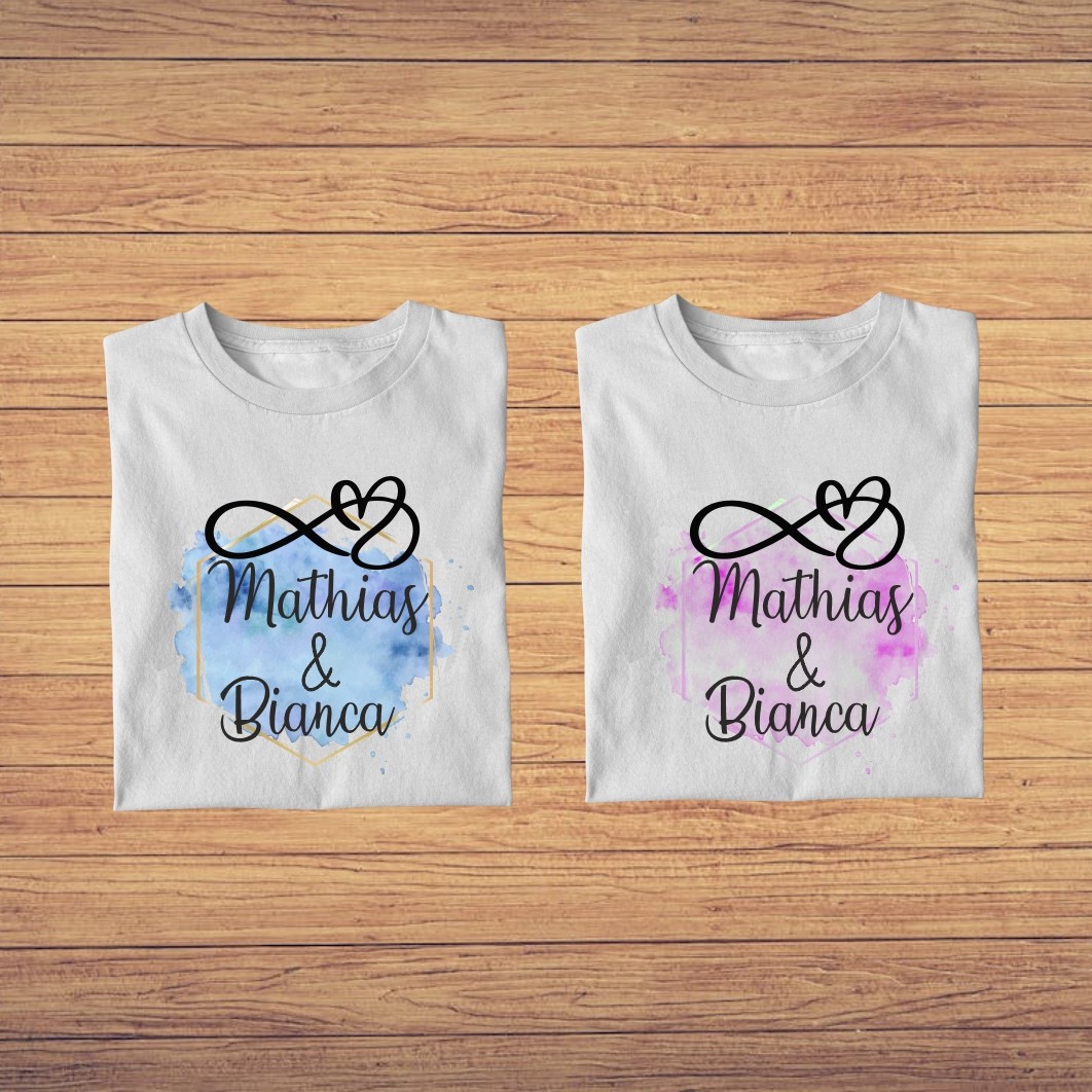 TUV009.. Set 2 Tricouri , Cuplu, Bumbac, Alb, TUV009 - imagine 3