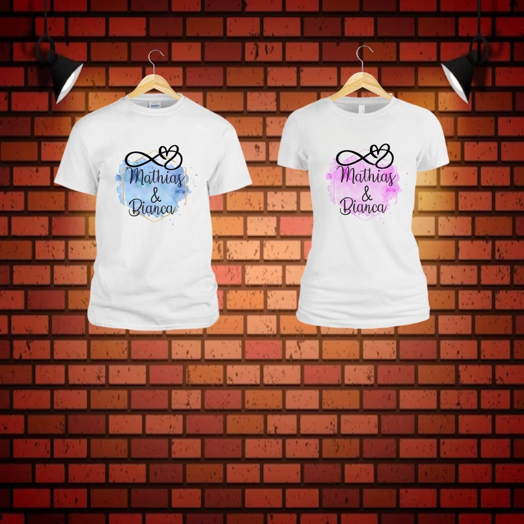 TUV009. Set 2 Tricouri , Cuplu, Bumbac, Alb, TUV009 - imagine 4