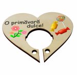 Martisor, Baza acadea, Inima, Lemn, 10x8 cm, Primavara, BBUV002 - imagine 3