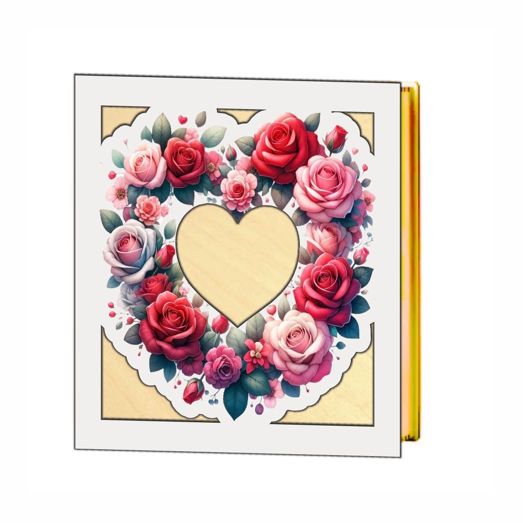 BL023... Cutii Aranjamente Licheni, Lemn, Alb, Inima, BL023 - imagine 1