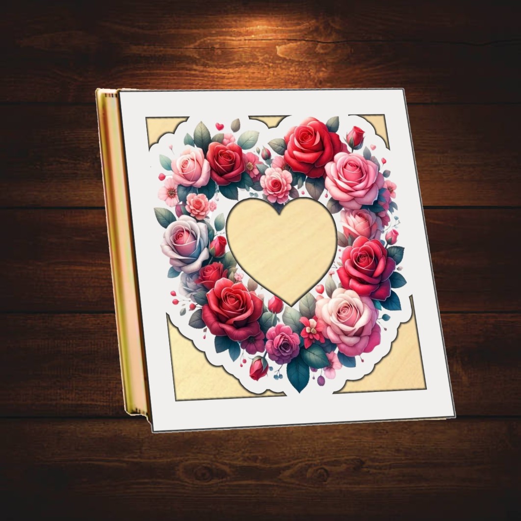 BL023.. Cutii Aranjamente Licheni, Lemn, Alb, Inima, BL023 - imagine 5