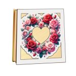 Cutii Aranjamente Licheni, Lemn, Alb, Inima, BL023 - imagine 2