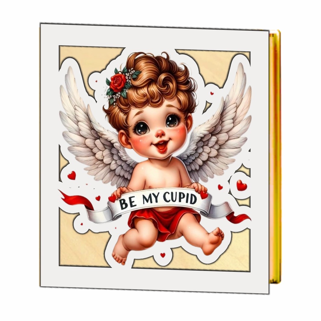 BL024.. Cutii Aranjamente Licheni, Lemn, Alb, Cupidon, BL024 - imagine 2