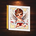 Cutii Aranjamente Licheni, Lemn, Alb, Cupidon, BL024 - imagine 5