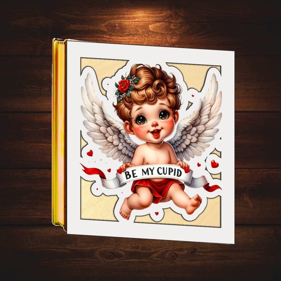 BL024. Cutii Aranjamente Licheni, Lemn, Alb, Cupidon, BL024 - imagine 5