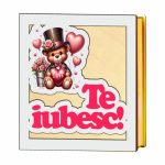 Cutii Aranjamente Licheni, Lemn, Alb, Urs, Te iubesc, BL029 - imagine 2