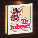 Cutii Aranjamente Licheni, Lemn, Alb, Urs, Te iubesc, BL029 - imagine 4