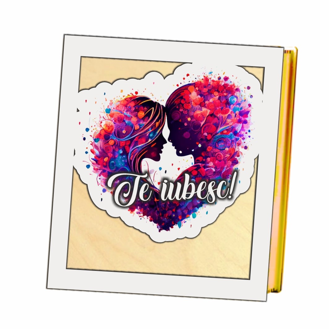 BL031... Cutii Aranjamente Licheni, Lemn, Alb, Cuplu, Te iubesc, BL031 - imagine 5