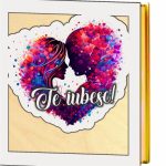 Cutii Aranjamente Licheni, Lemn, Alb, Cuplu, Te iubesc, BL031 - imagine 3