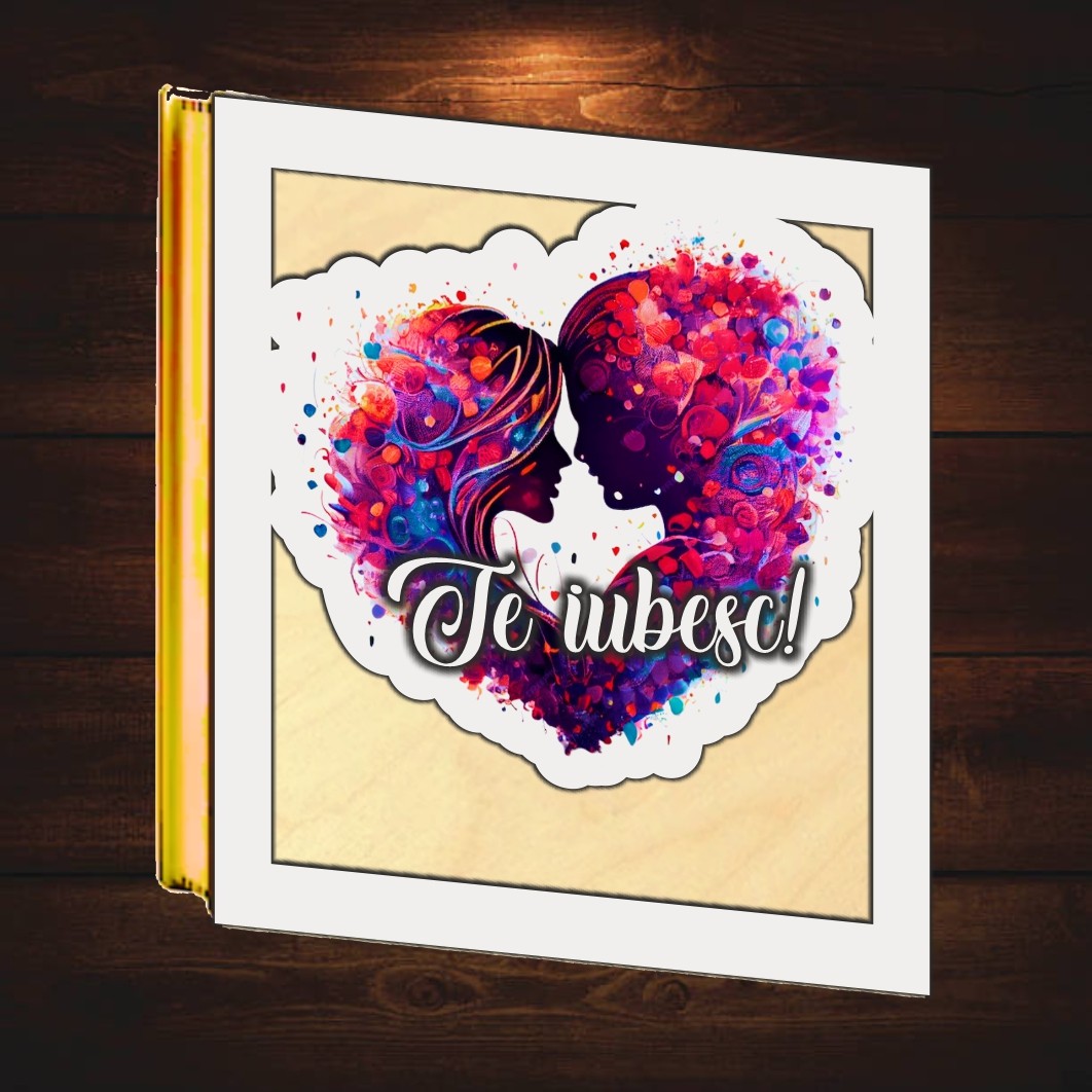 BL031. Cutii Aranjamente Licheni, Lemn, Alb, Cuplu, Te iubesc, BL031 - imagine 4