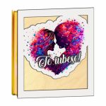 Cutii Aranjamente Licheni, Lemn, Alb, Cuplu, Te iubesc, BL031