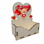 Cutie Aranjamente Florale, Lemn, Te Iubesc, Urs, CAUV006 - imagine 4