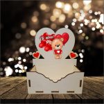 Cutie Aranjamente Florale, Lemn, Te Iubesc, Urs, CAUV006 - imagine 3