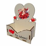 Cutie Aranjamente Florale, Lemn, Te Iubesc, Cupidon, CAUV008 - imagine 3