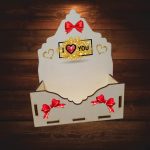 Cutie Aranjamente Florale, Lemn, Te Iubesc, Inimi, CAUV013 - imagine 3