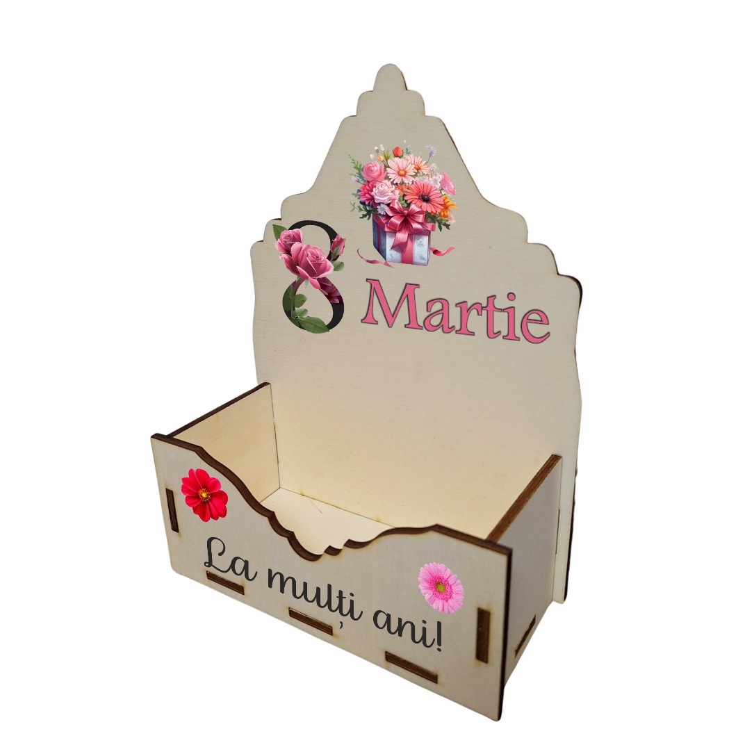 CAUV015.. Cutie Aranjamente Florale, Lemn, 8 Martie, CAUV015 - imagine 2