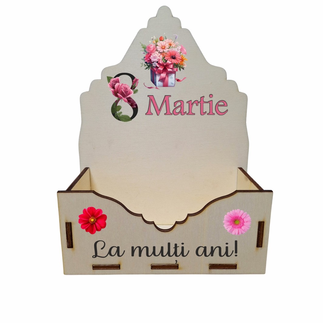 CAUV015 Cutie Aranjamente Florale, Lemn, 8 Martie, CAUV015 - imagine 1