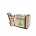 Cutie Mini Aranjamente Florale, Lemn, Fluture, 1 Martie, 10x10x5 cm, CAUV067 - imagine 2