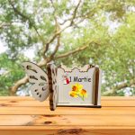 Cutie Mini Aranjamente Florale, Lemn, Fluture, 1 Martie, 10x10x5 cm, CAUV068 - imagine 5