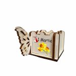 Cutie Mini Aranjamente Florale, Lemn, Fluture, 1 Martie, 10x10x5 cm, CAUV068 - imagine 2