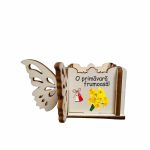 Cutie Mini Aranjamente Florale, Lemn, Fluture, 1 Martie, 10x10x5 cm, CAUV069