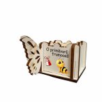 Cutie Mini Aranjamente Florale, Lemn, Fluture, 1 Martie, 10x10x5 cm, CAUV070 - imagine 2