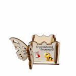 Cutie Mini Aranjamente Florale, Lemn, Fluture, 1 Martie, 10x10x5 cm, CAUV070 - imagine 4