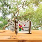 Cutie Mini Aranjamente Florale, Lemn, Fluture, 1 Martie, 10x10x5 cm, CAUV074 - imagine 5