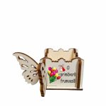 Cutie Mini Aranjamente Florale, Lemn, Fluture, 1 Martie, 10x10x5 cm, CAUV074 - imagine 4