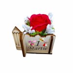 Martisor in Cutie, Trandafir de Sapun, Licheni, 1 Martie, Profesoara, Educatoare, 7x7x6 cm, Rosu, CMUV024 - imagine 3
