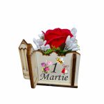 Martisor in Cutie, Trandafir de Sapun, Licheni, 1 Martie, Profesoara, Educatoare, 7x7x6 cm, Rosu, CMUV024 - imagine 2