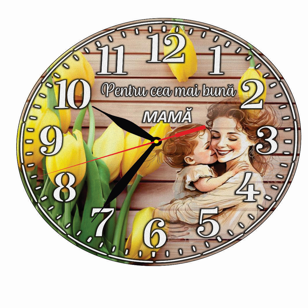 CSMUV005.. Ceas personalizat pentru mama, Lemn, 40x40cm, CSMUV005 - imagine 4