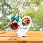 Decoratiune cu licheni si trandafir criogenat rosu, Martie, Aniversar, Lemn, 20x18 cm, SPGUV028 - imagine 5