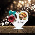 Decoratiune cu licheni si trandafir criogenat rosu, Martie, Aniversar, Lemn, 20x18 cm, SPGUV028 - imagine 4