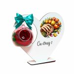 Decoratiune cu licheni si trandafir criogenat rosu, Martie, Aniversar, Lemn, 20x18 cm, SPGUV028 - imagine 3