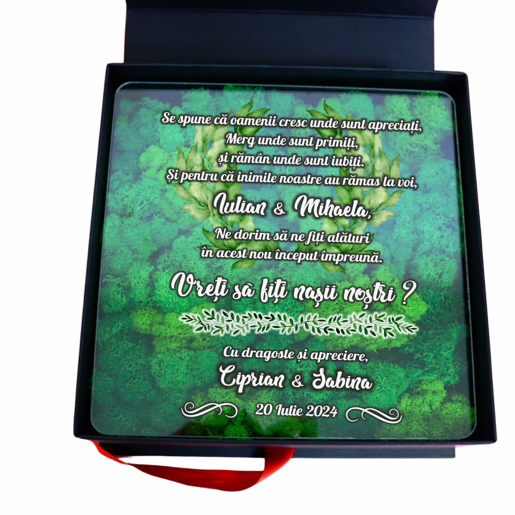 CLNUV002... Cutie Cadou Cerere Nasi, Licheni, Verde, 23x23 cm, CLNUV002 - imagine 3