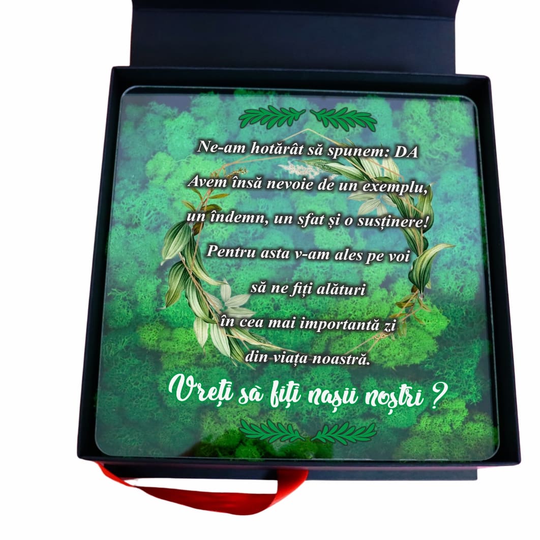 CLNUV003. Cutie Cadou Cerere Nasi, Licheni, Verde, 23x23 cm, CLNUV003 - imagine 3