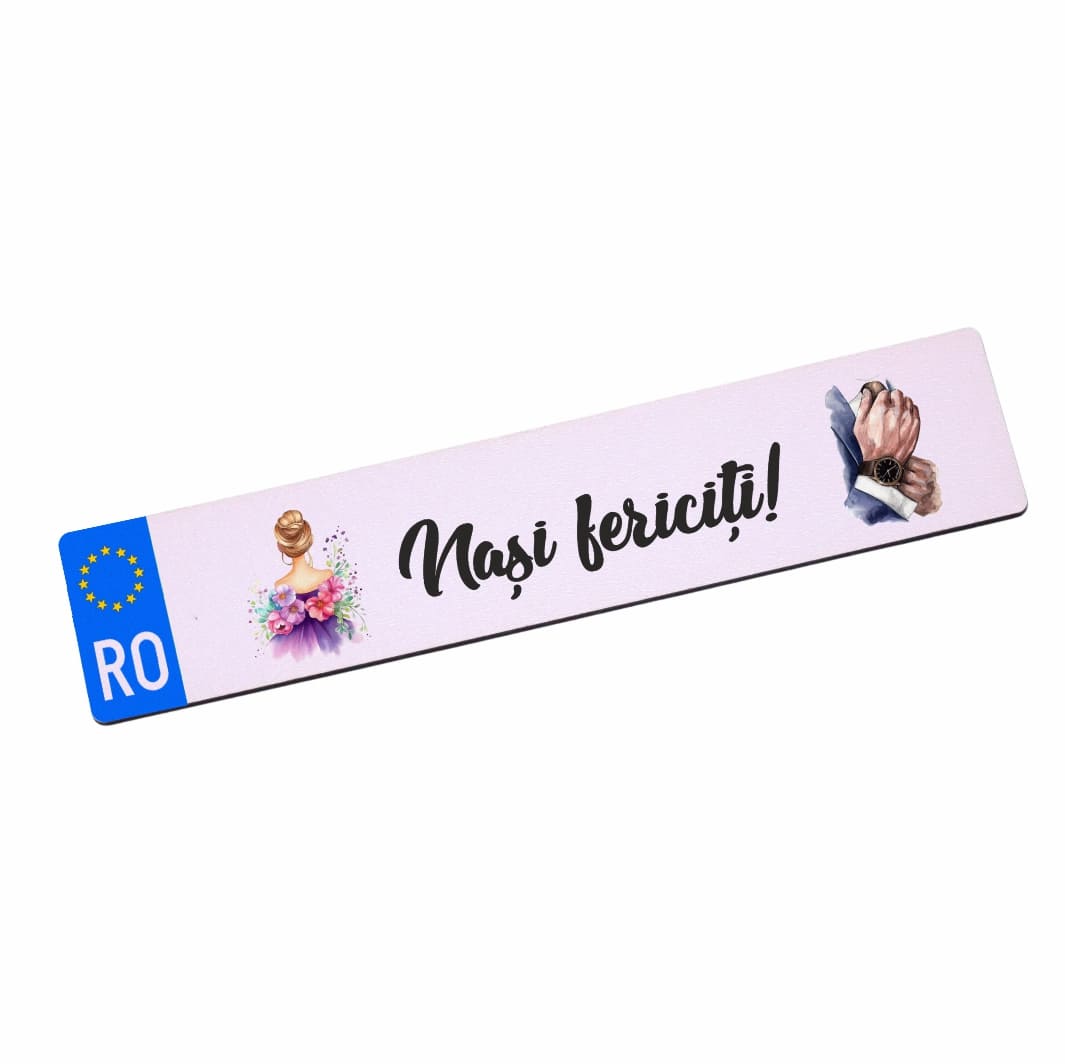 PMNUV16. Set 2 Placute Numar Masina, Nasi, Nunta, Lemn, 52x11cm, PMNUV016 - imagine 4