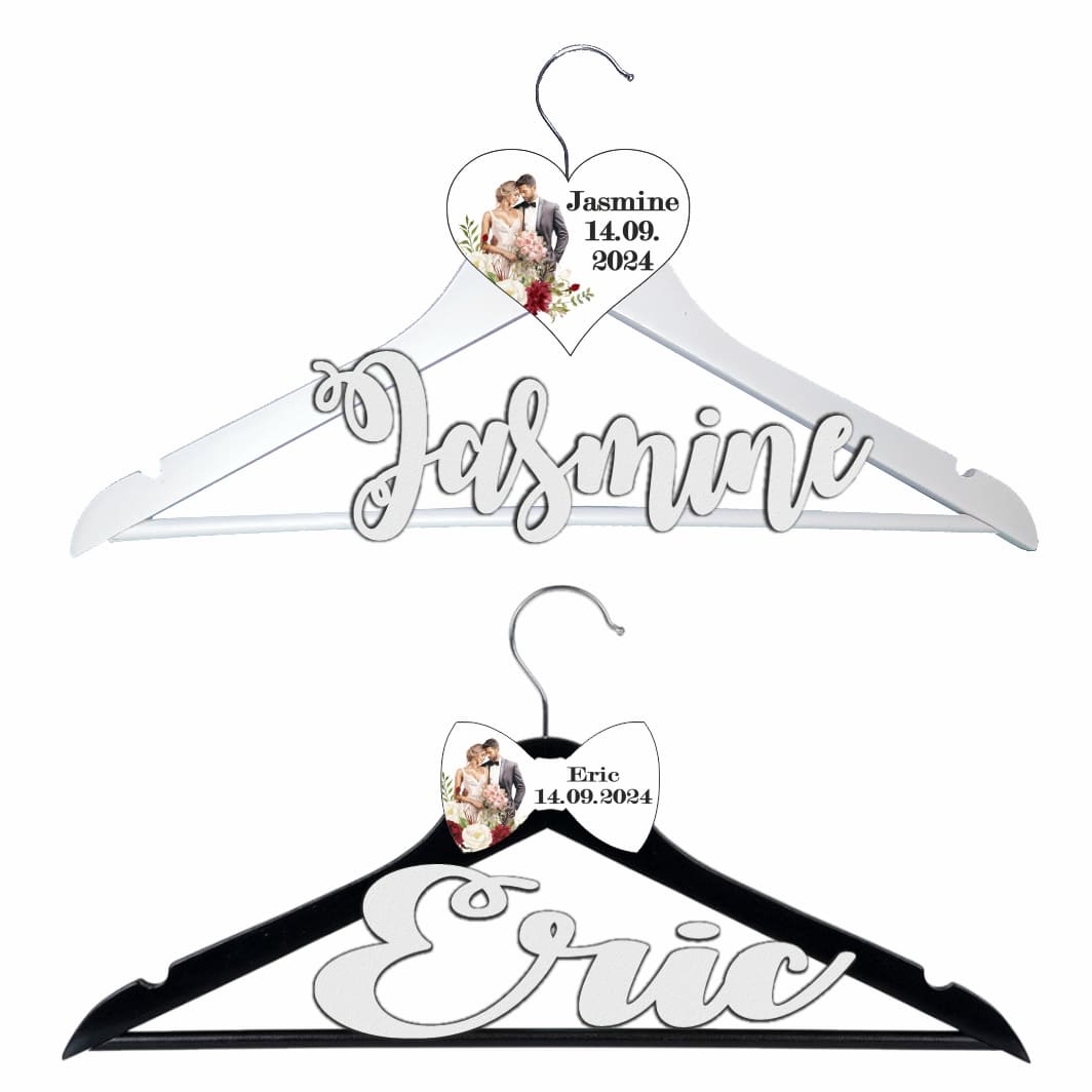 UNUV001 Set Umerase Personalizate, Nunta, Alb Negru, UNUV001 - imagine 1