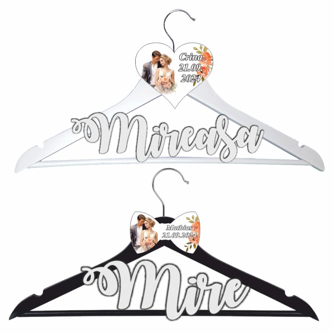 UNUV008 Set Umerase Personalizate, Nunta, Alb Negru, UNUV008 - imagine 1