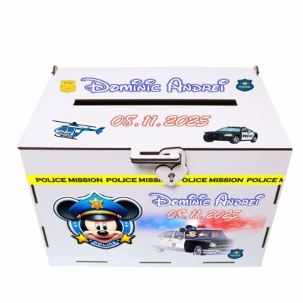 cutie dar botez personalizata mickey politist
