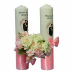 Set Lumanari Nunta, Personalizate, Mire Mireasa, 2 Bucati, Roz, 35 cm, LN006 - imagine 3