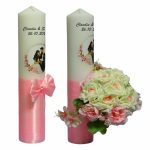 Set Lumanari Nunta, Personalizate, Mire Mireasa, 2 Bucati, Roz, 35 cm, LN006 - imagine 5