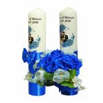 Set Lumanari Nunta, Personalizate, Mire Mireasa, 2 Bucati, Albastru, 35 cm, LN008 - imagine 5