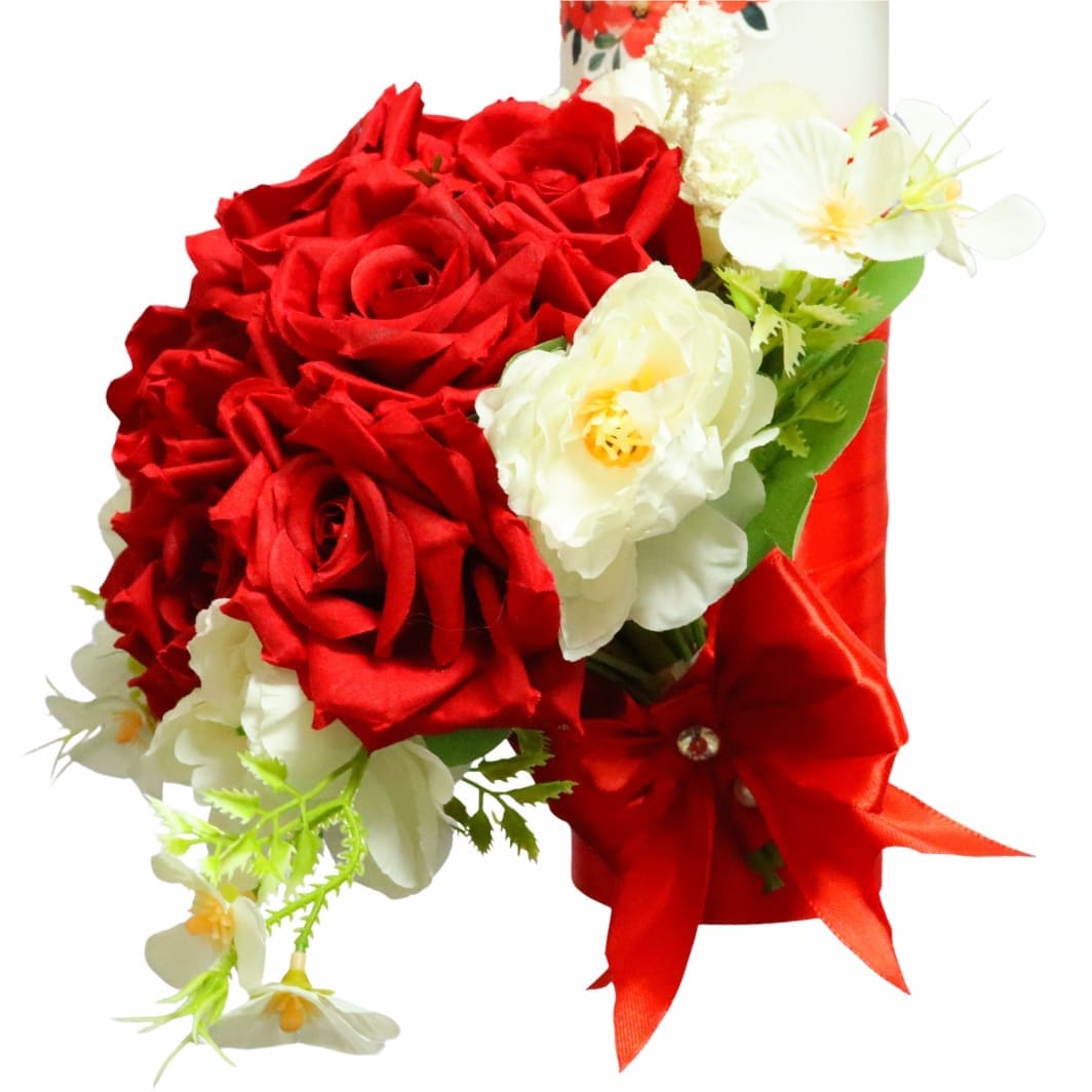 LN012.... Set Lumanari Nunta, Personalizate, Mire Mireasa, 2 Bucati, Rosu, 35 cm, LN012 - imagine 4