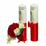 Set Lumanari Nunta, Personalizate, Mire Mireasa, 2 Bucati, Rosu, 35 cm, LN012 - imagine 2