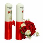 Set Lumanari Nunta, Personalizate, Mire Mireasa, 2 Bucati, Rosu, 35 cm, LN012 - imagine 5